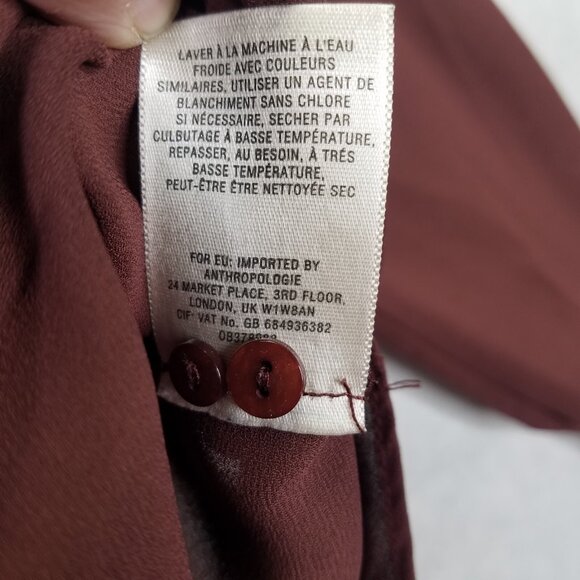 Anthropologie Maeve Eva Wrap Drape Front Blouse Women's Size 2 Crepe Taupe - Picture 11 of 16